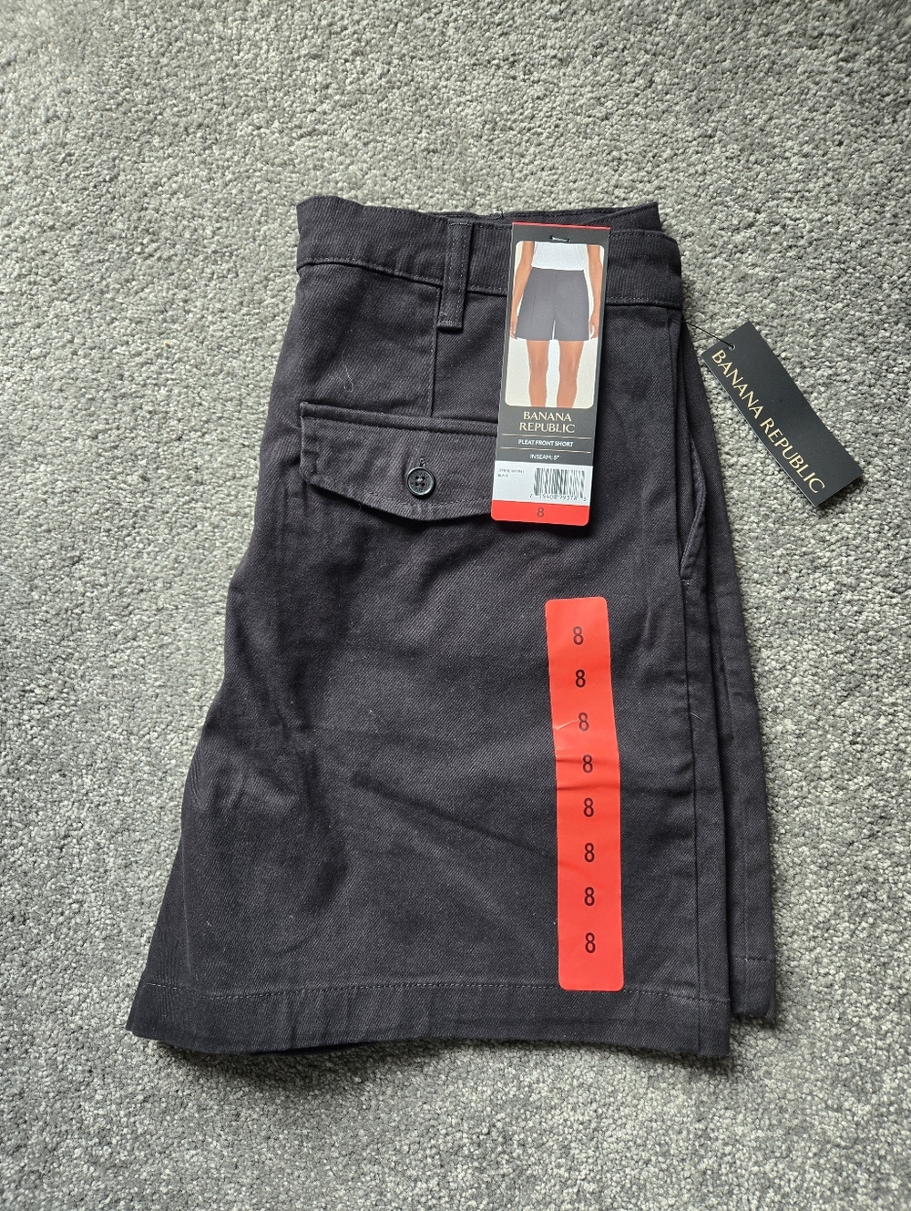 Banana Republic Womans Black Pleat Front Chino Shorts